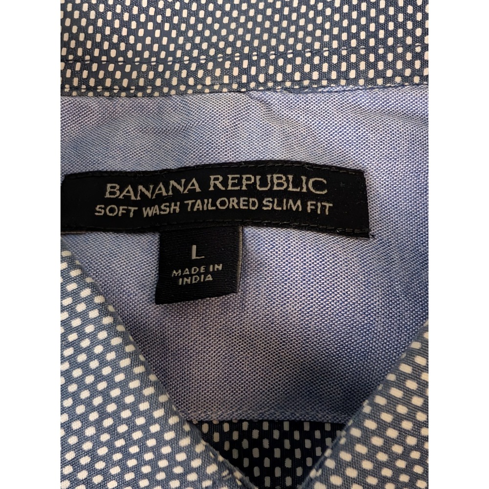 Banana Republic Men's L Soft Wash‎ Tailored Slim Fit Shirt Blue  Long Sleeve